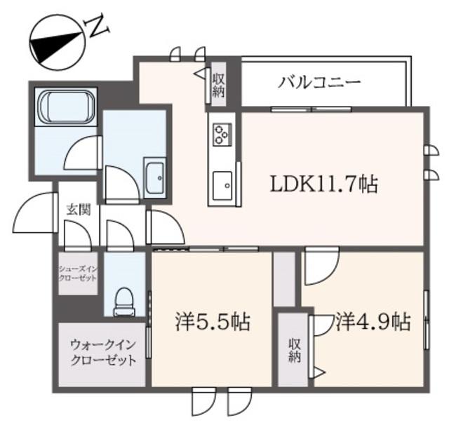 カーサ・フェリーチェ桜上水(2LDK/3階)の間取り写真