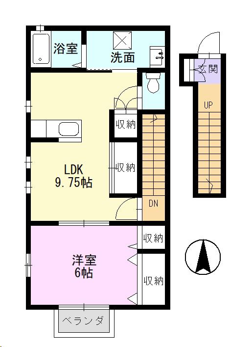アナバス(1LDK/2階)の間取り写真