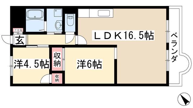 エクセレント伸和(2LDK/4階)の間取り写真