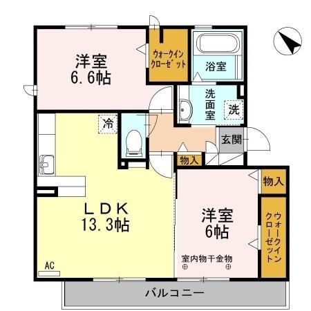 遠州鉄道 浜北駅 徒歩7分 3階建 築11年(2LDK/2階)の間取り写真