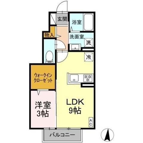 メゾンソレイユ中島西(1LDK/1階)の間取り写真