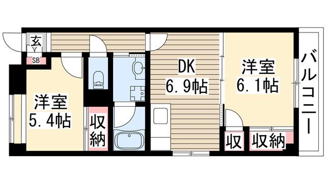 寺嶋ハイツ(2DK/2階)の間取り写真