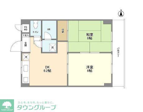 ドルチェ府中(2DK/1階)の間取り写真