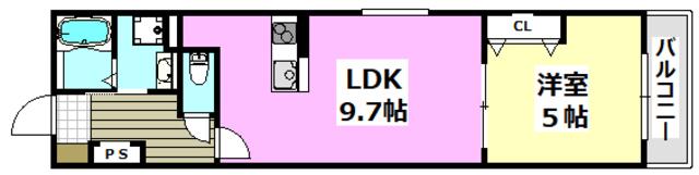 アート茨木II(1LDK/1階)の間取り写真