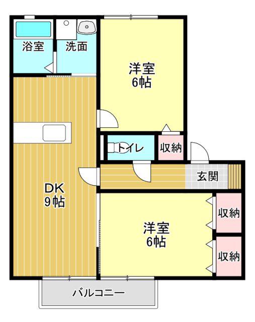 サンビレッジ神田C(2DK/2階)の間取り写真