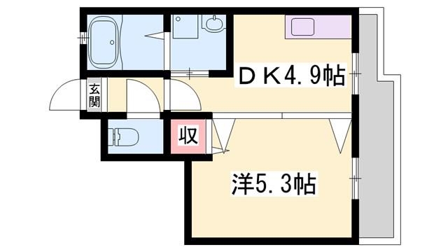 ULTYPURE(1DK/3階)の間取り写真