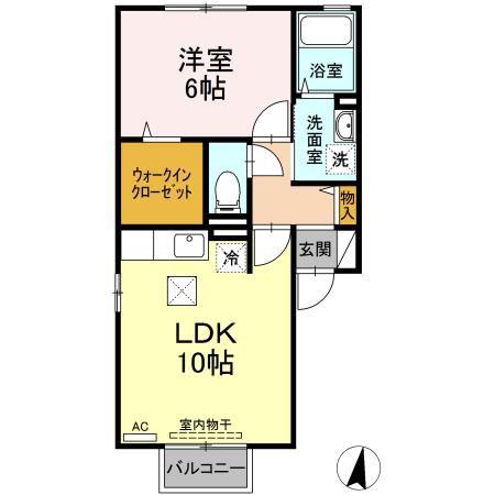アンビックス利府 伍番館(1LDK/1階)の間取り写真