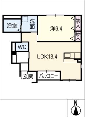 サンパーク・チハル(1LDK/1階)の間取り写真
