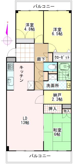 グリーンパーク春日部3番館(3SLDK/3階)の間取り写真