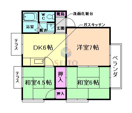 アメニティハイム(3DK/2階)の間取り写真