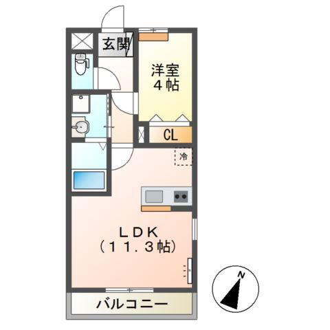LIEBE AVENIR(1LDK/2階)の間取り写真