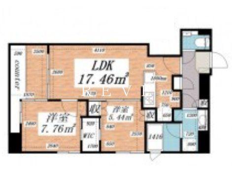 パークルール大手町(2LDK/9階)の間取り写真