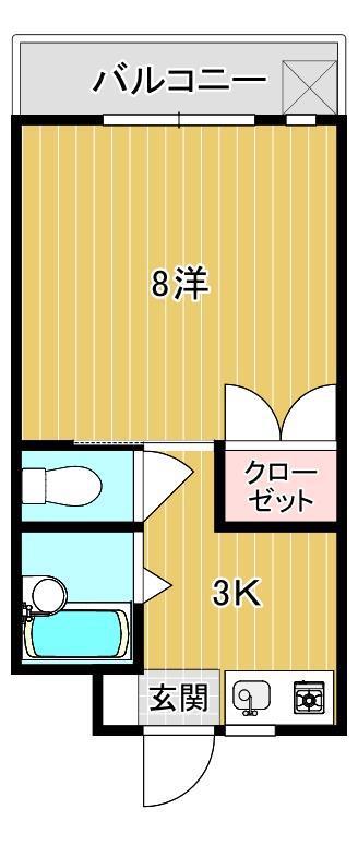 BRICK GARDEN(1K/2階)の間取り写真