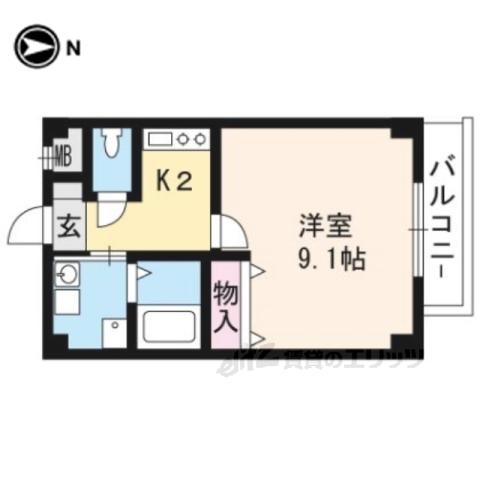 ビューコート東山2(1K/1階)の間取り写真