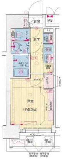 プレサンス横浜鶴見市場シュネル(1K/2階)の間取り写真