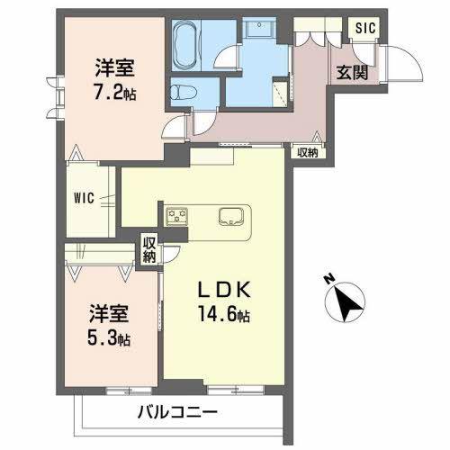 シャーメゾンプレミア椿(2LDK/3階)の間取り写真