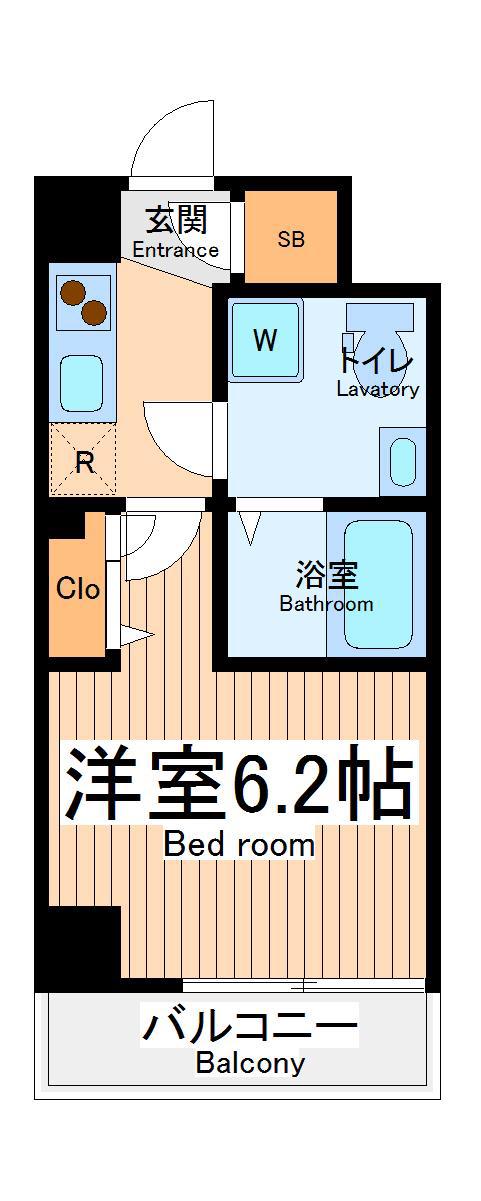 ライジングプレイス川崎二番館(1K/9階)の間取り写真
