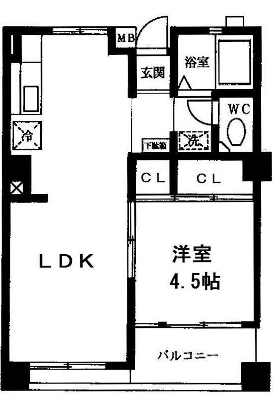東京タケサンハイツ(1LDK/4階)の間取り写真