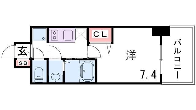 エスライズ神戸三宮山手通2番館(1K/15階)の間取り写真
