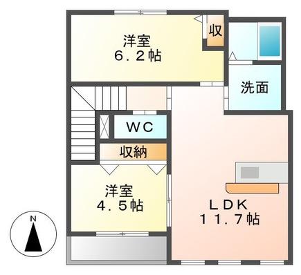 フルール(2LDK/1階)の間取り写真