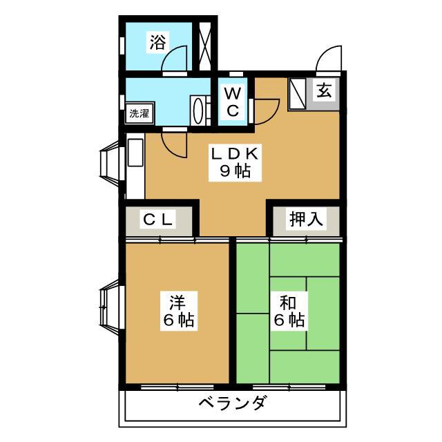 エスポワール松戸(2LDK/4階)の間取り写真