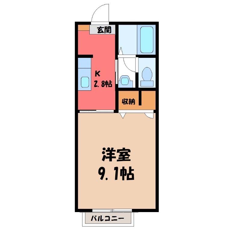 エトワールD(1K/2階)の間取り写真