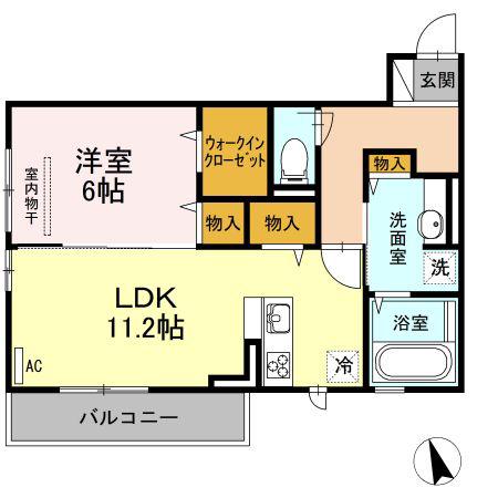 グランドール西勝山(1LDK/3階)の間取り写真