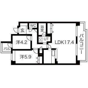 ライオンズヒルズ貴船(2LDK/4階)の間取り写真