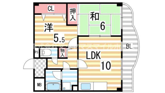 フローリッシュ北田(2LDK/7階)の間取り写真