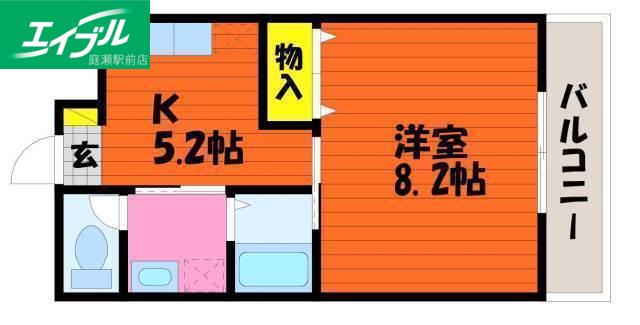 ビュー倉敷(1K/6階)の間取り写真
