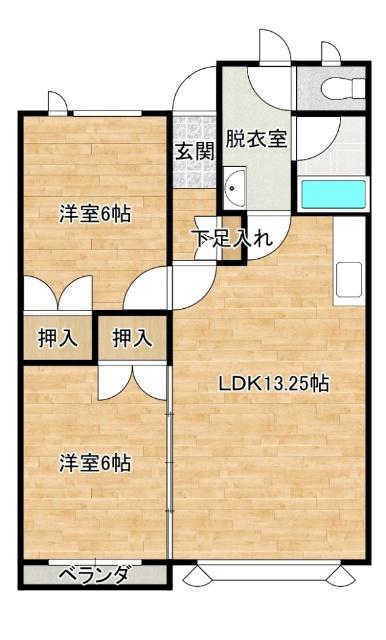 サンホームヴィラ205(2LDK/2階)の間取り写真