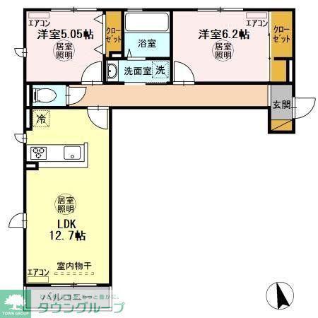 RESO・CALM(2LDK/2階)の間取り写真