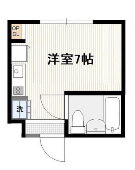 ラフテル(ワンルーム/2階)の間取り写真