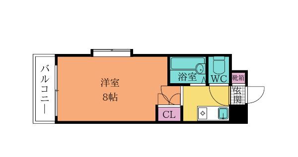 リファレンス到津(1K/2階)の間取り写真