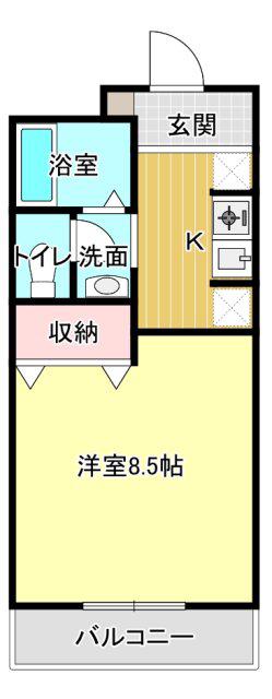 マンションあすか(1K/2階)の間取り写真