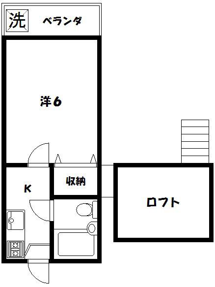 グリッターハイム(1K/2階)の間取り写真