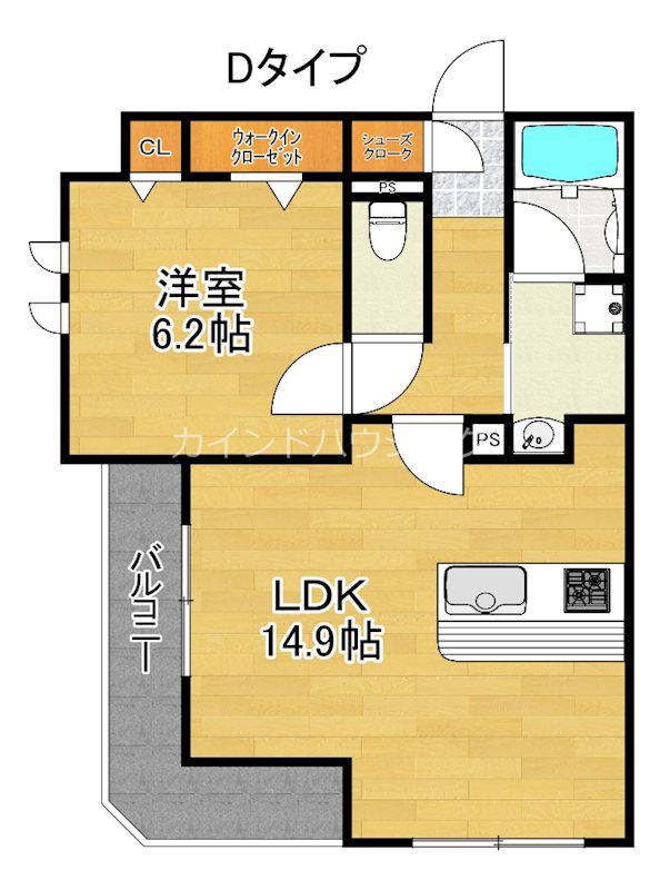 クラシスト東粉浜ウエスト(1LDK/1階)の間取り写真