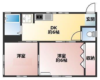 メゾンフジ(2DK/2階)の間取り写真