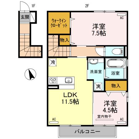 ドエル・TOMOIII(2LDK/2階)の間取り写真