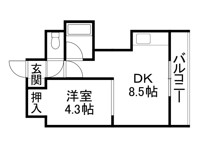ファイブスター(1DK/3階)の間取り写真
