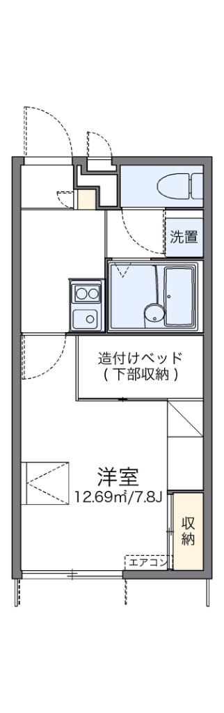 レオパレステイルザウエスト(1K/1階)の間取り写真