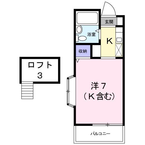 池田ハイツB(ワンルーム/2階)の間取り写真