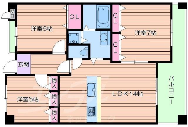 プレミール桃山台(3LDK/2階)の間取り写真