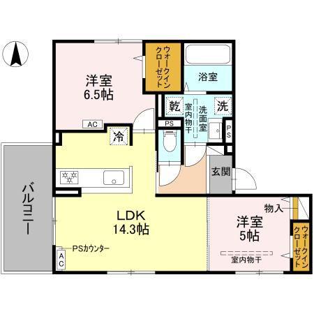 D-RESIDENCE下田部B(2LDK/3階)の間取り写真