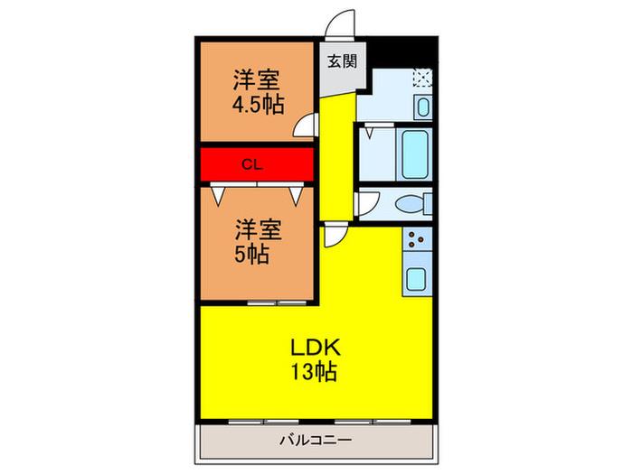 ラシーヌコート菊水通(2LDK/3階)の間取り写真