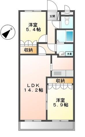 ESPOIR(2LDK/1階)の間取り写真