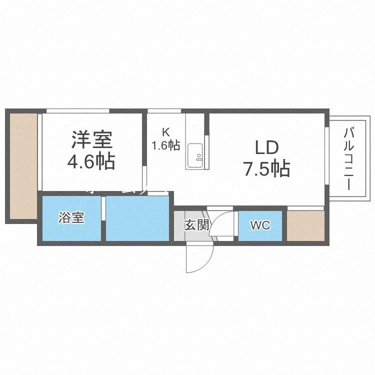 オルタナティブN17(1LDK/4階)の間取り写真