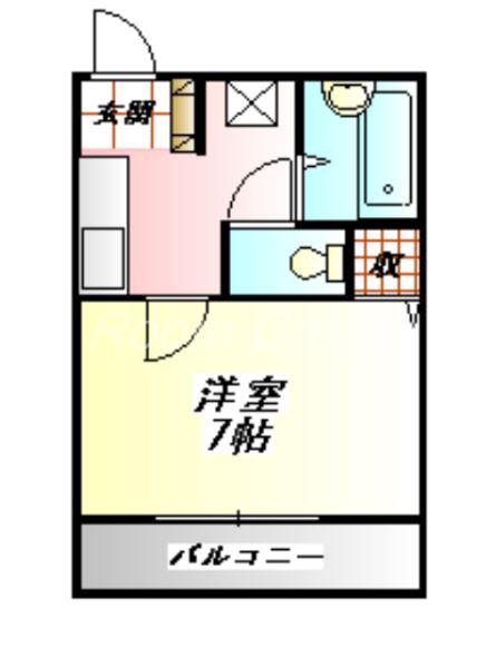 タウンハイツF(1K/2階)の間取り写真
