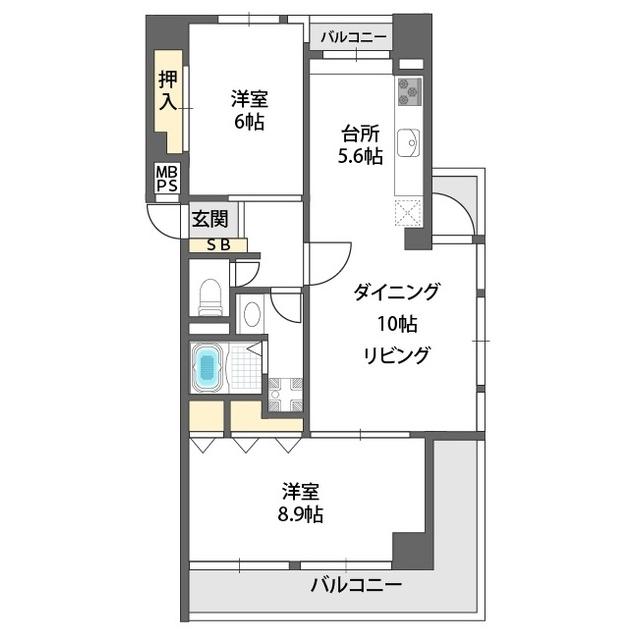 ロイヤルハイツ今福鶴見駅(2LDK/7階)の間取り写真
