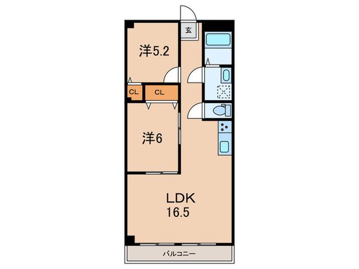 カーネ播磨町(2LDK/1階)の間取り写真